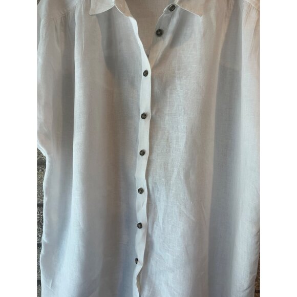 J.Crew White Relaxed Linen Button-Up Shirt XLT - Picture 2 of 9
